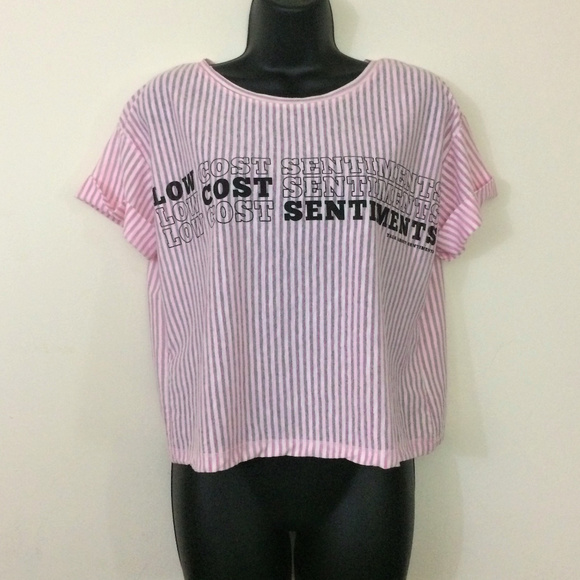 Zara Tops - NWT Zara “Low Cost Sentiments” Pink Striped Top